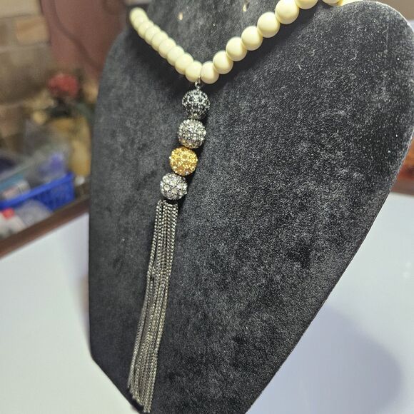 **Final Sale** Stella & Dot Revival Tassel Necklace Multi Tone Glass Vntg 36" - Picture 5 of 14